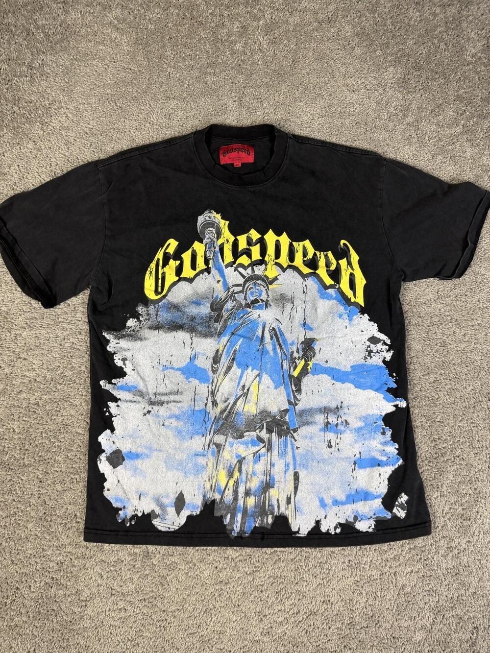 Godspeed Shirt Mens XL Black Chrome Statue Of Liberty Graphic Limited 33 of 555